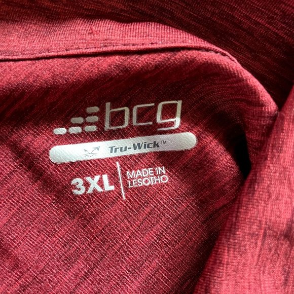 Mens Polo Golf Shirt Red Top Plus Size 3XL Tru Wick BCG  Big Tall Lightweight u - Picture 7 of 7
